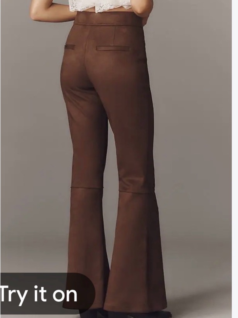 Anthropologie | Dark Brown Faux Suede Flare Leg Pants